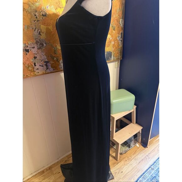 Jessica McClintock Deep Blue Sleeveless Velvet Maxi Dress S14 - Picture 5 of 7